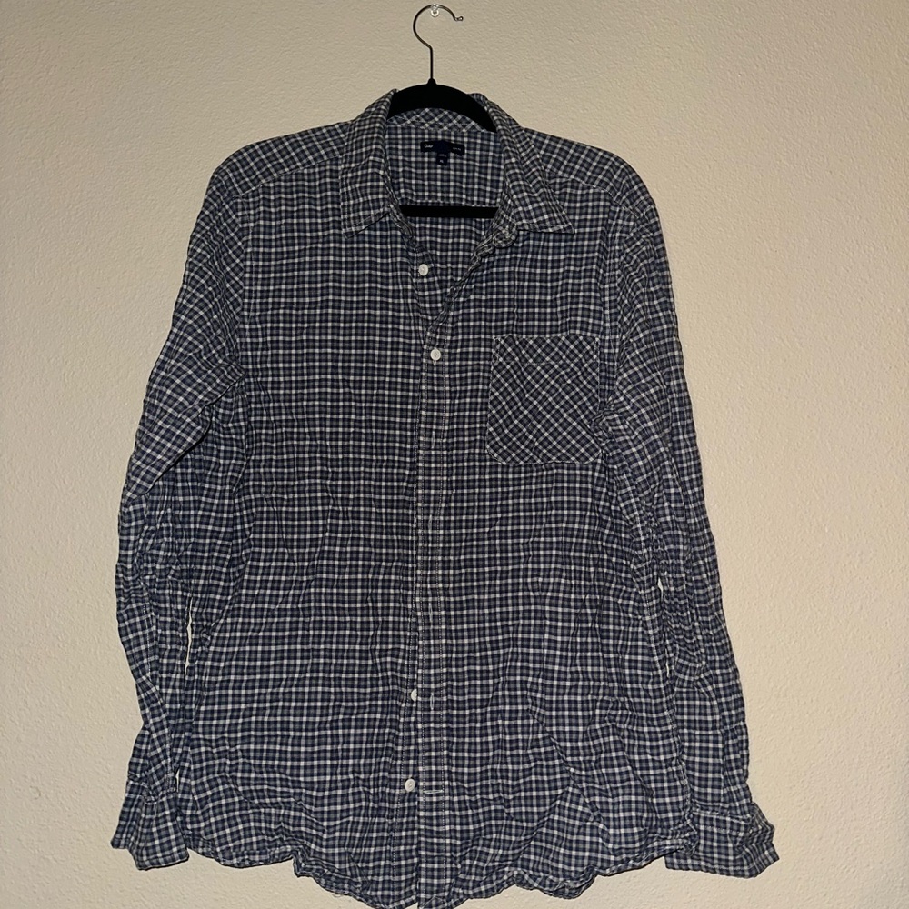 GAP Blue and White Checkered Men's Shirt